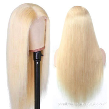 Shmily 613 Ombre Blond Dark Brown Honey Roots Straight Virgin Indian Brazilian Human Hair Transparent Frontal Full Lace Wigs